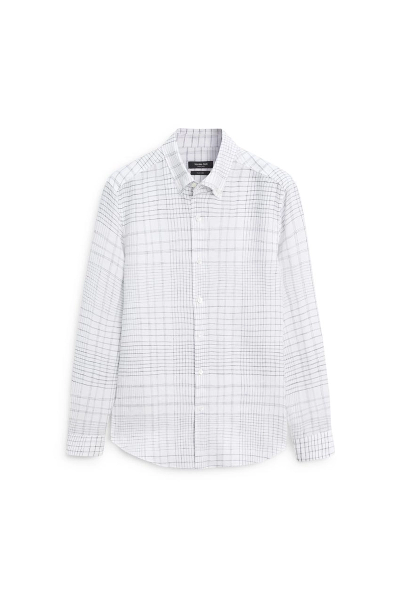 Рубашка из 100% льна с деталями в клетку