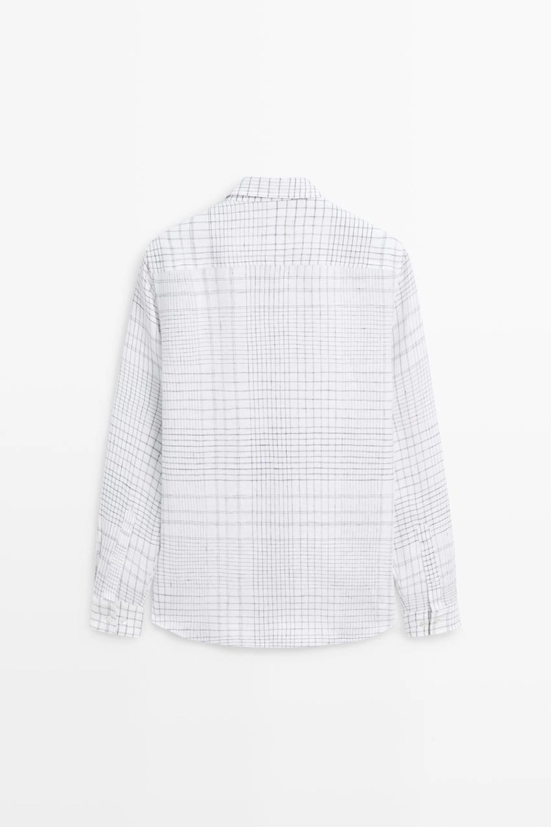 Рубашка из 100% льна с деталями в клетку
