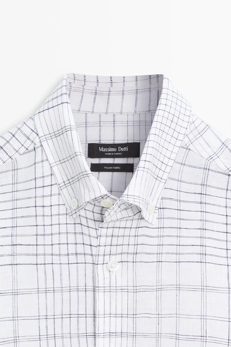 Рубашка из 100% льна с деталями в клетку