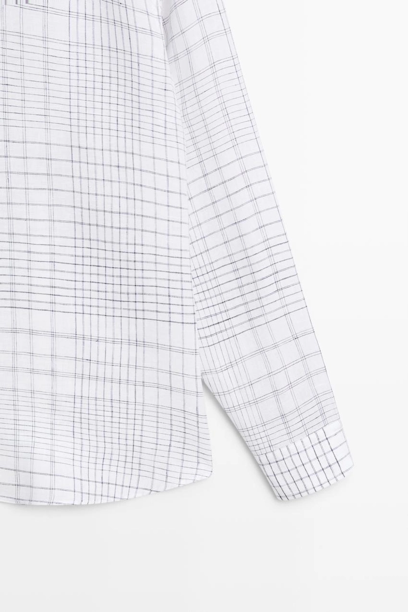 Рубашка из 100% льна с деталями в клетку