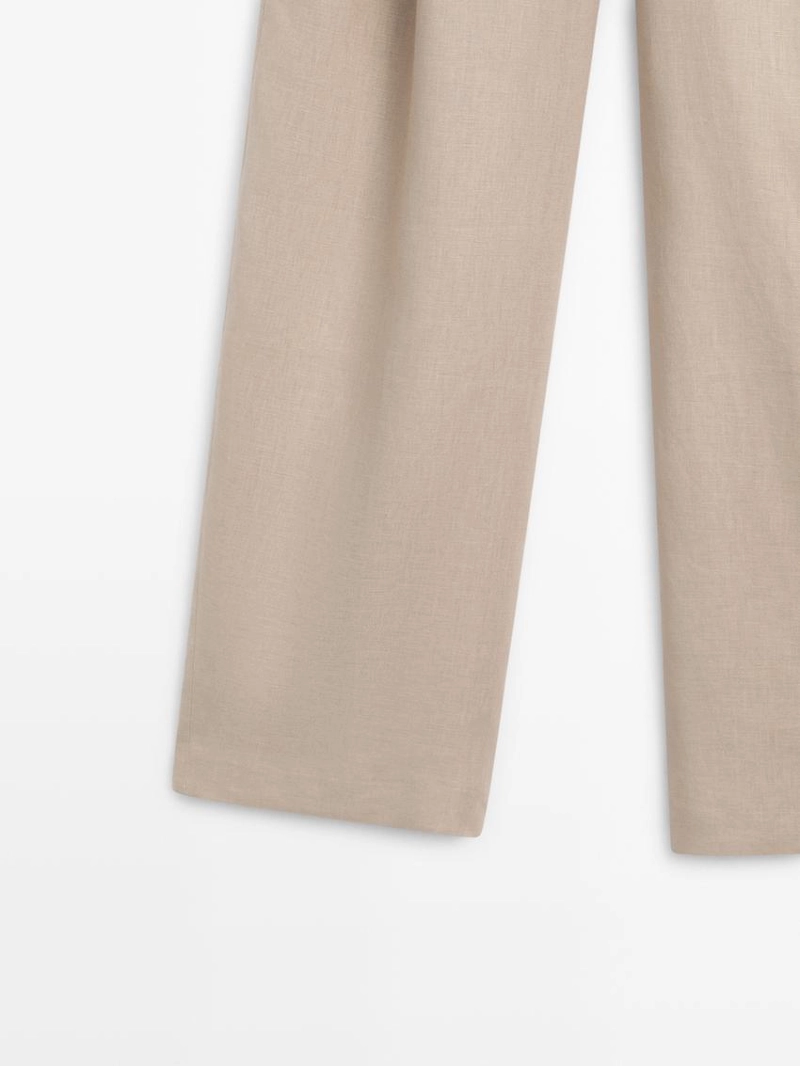 Широкие льняные брюки со складками - studio