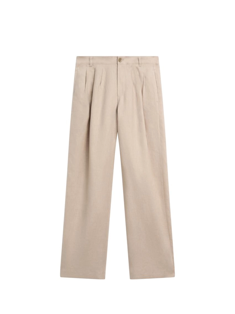 Широкие льняные брюки со складками - studio