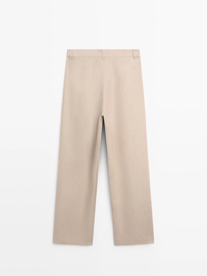 Широкие льняные брюки со складками - studio
