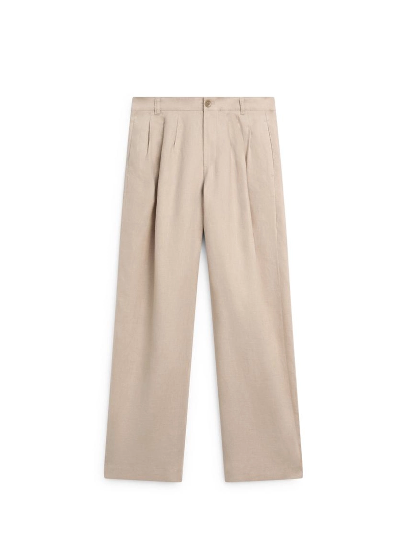 Широкие льняные брюки со складками - studio