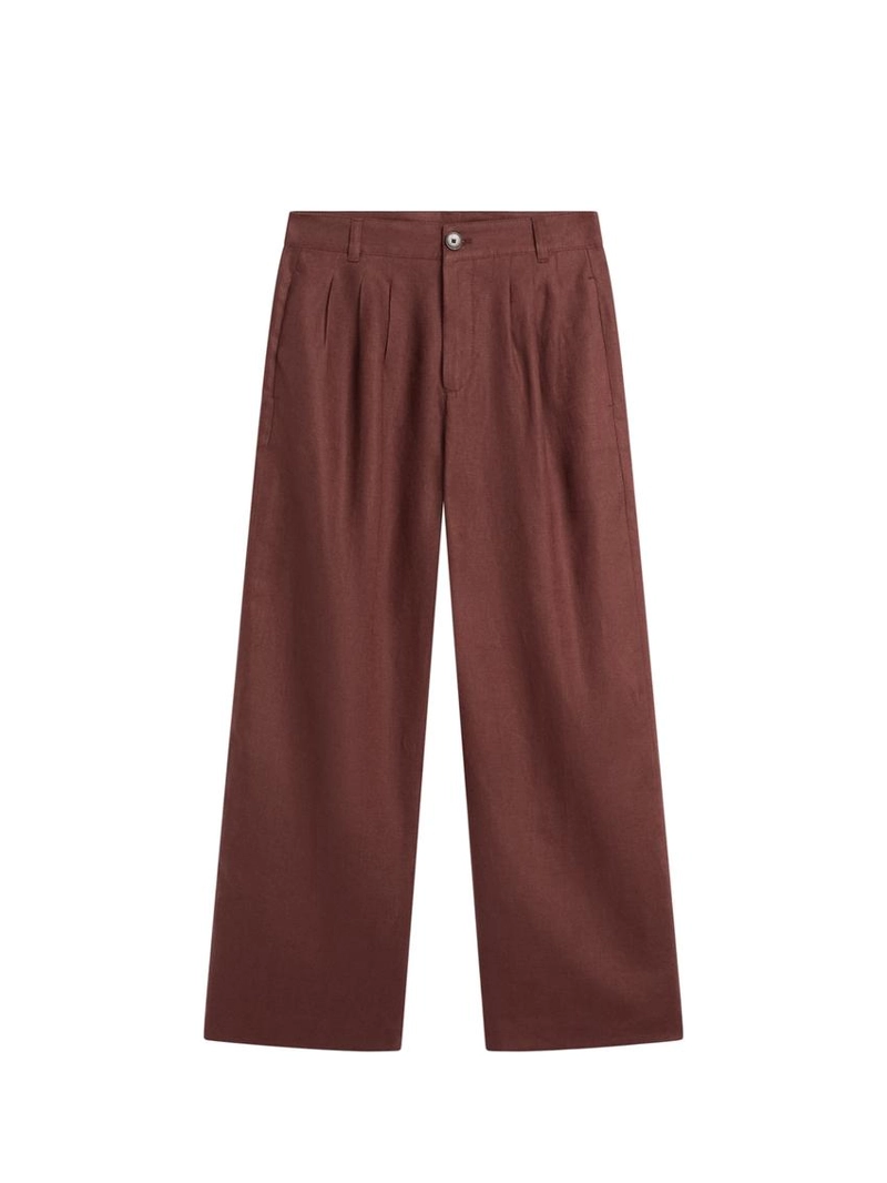 Широкие льняные брюки со складками - studio