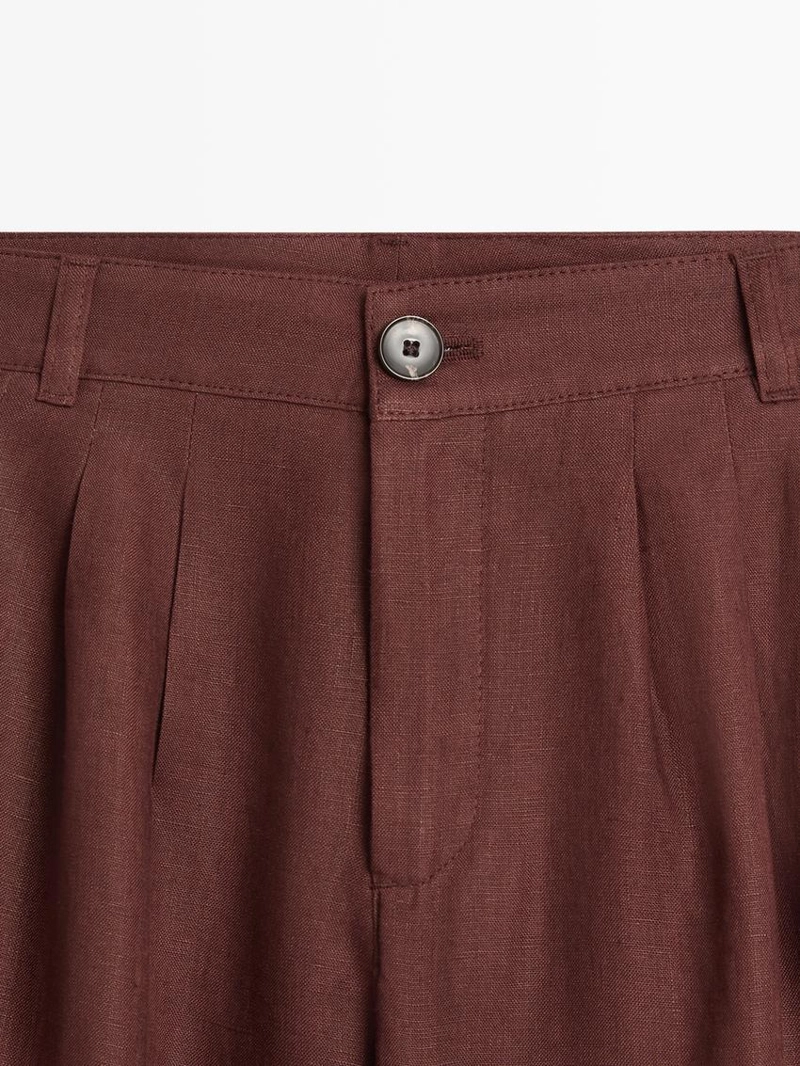 Широкие льняные брюки со складками - studio