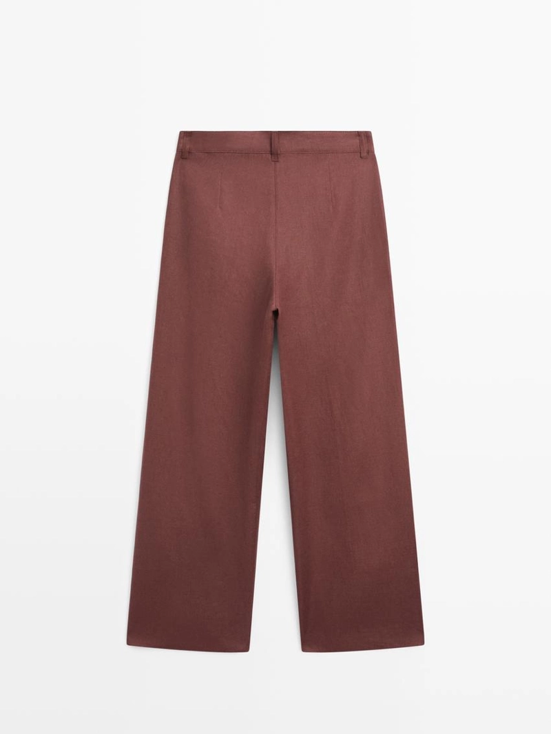 Широкие льняные брюки со складками - studio