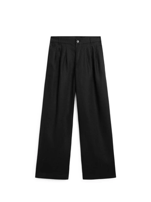 Широкие льняные брюки с защипами - studio- Заказать в России