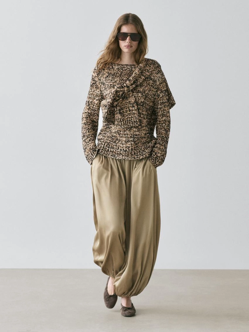 Брюки свободного кроя из атласа