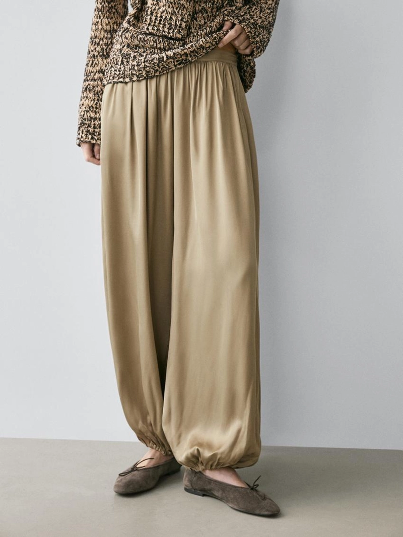 Брюки свободного кроя из атласа