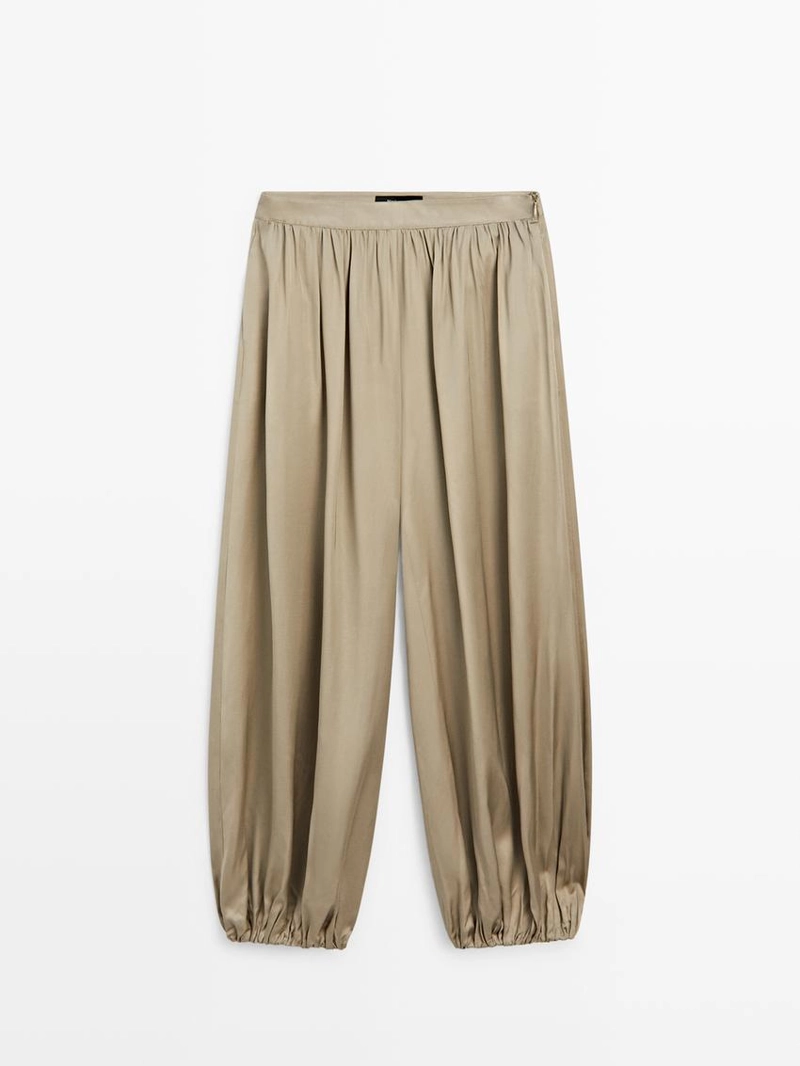 Брюки свободного кроя из атласа