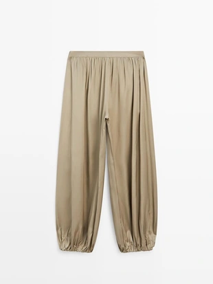 Брюки свободного кроя из атласа- Заказать в России