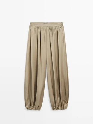 Брюки свободного кроя из атласа- Заказать в России