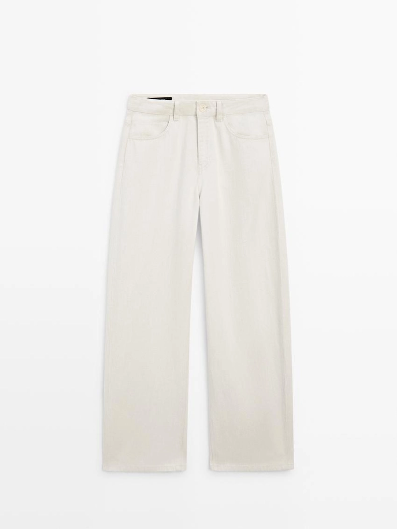 Джинсы с высокой талией с барельефной посадкой