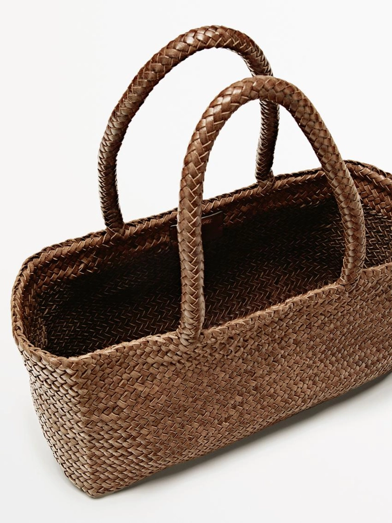 Средняя сумка из плетёной телячьей кожи