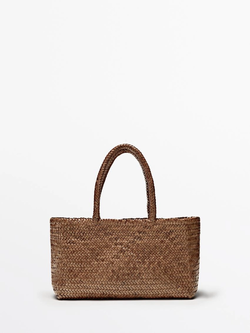 Средняя сумка из плетёной телячьей кожи