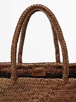 Купить Massimo Dutti Средняя сумка из плетёной телячьей кожи