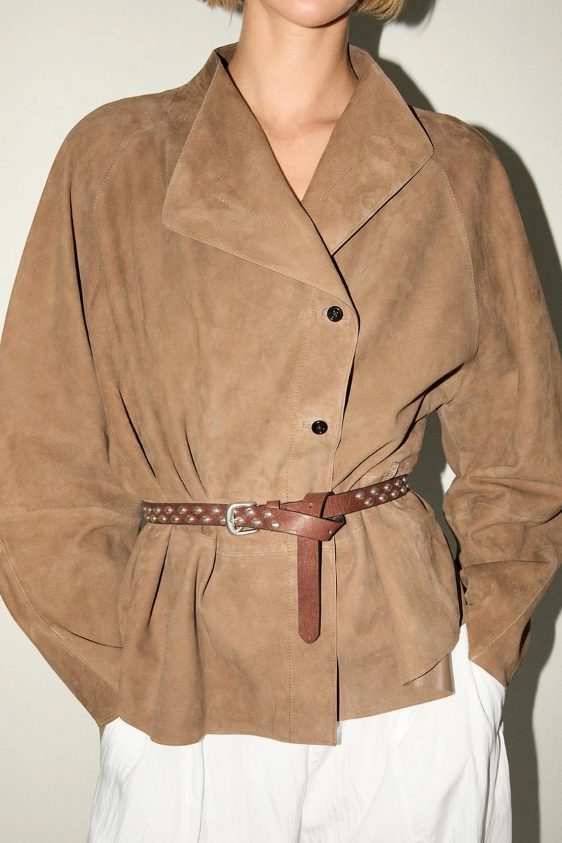 Куртка из замши с поясом