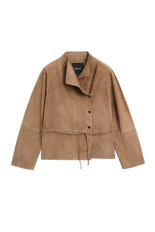 Куртка из замши с поясом- Заказать в России