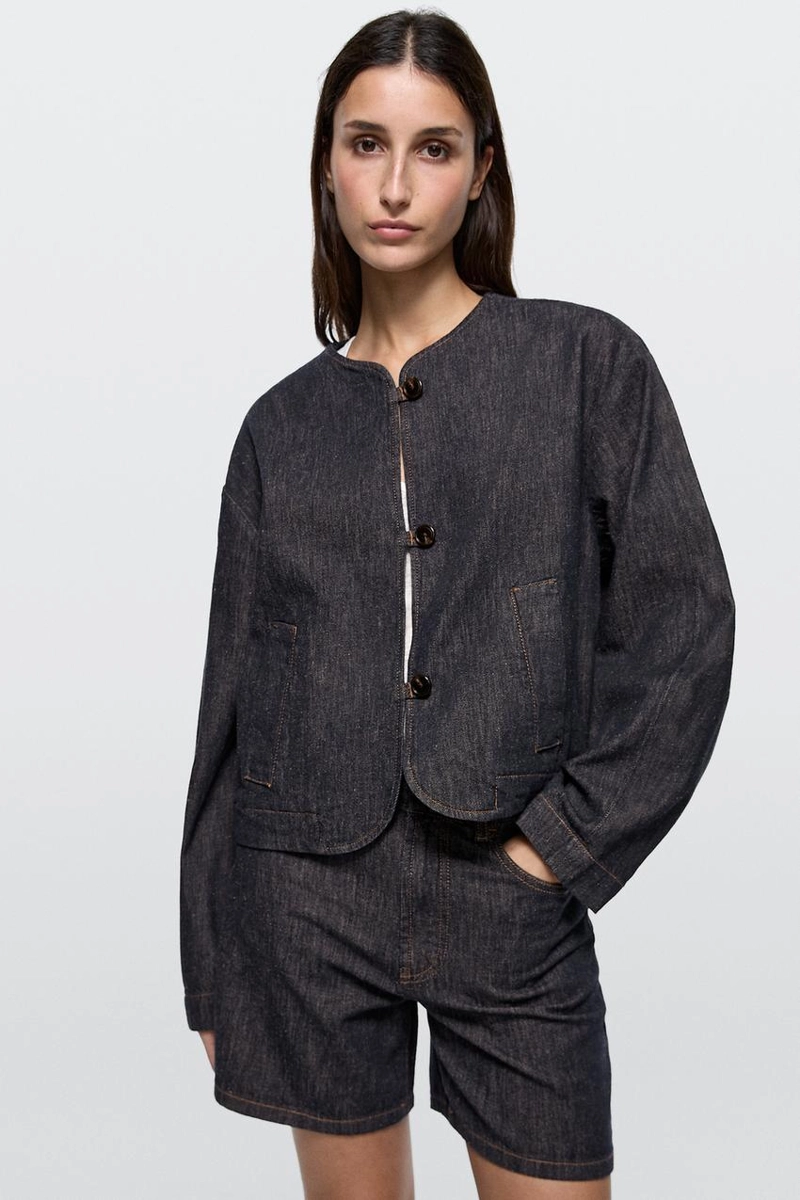 Куртка из хлопкового денима в стиле massimo dutti