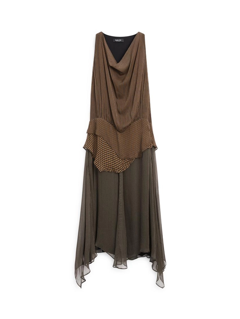 Платье с многослойными оборками и драпировкой