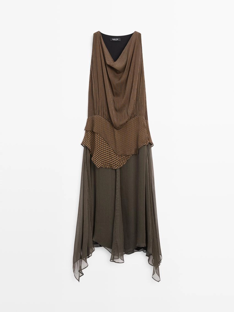 Платье с многослойными оборками и драпировкой