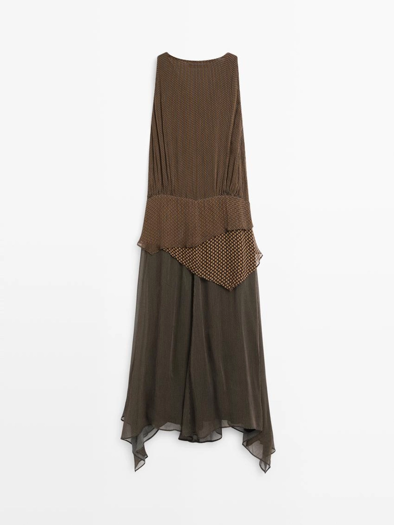 Платье с многослойными оборками и драпировкой