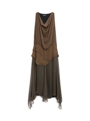 Платье с многослойными оборками и драпировкой- Заказать в России