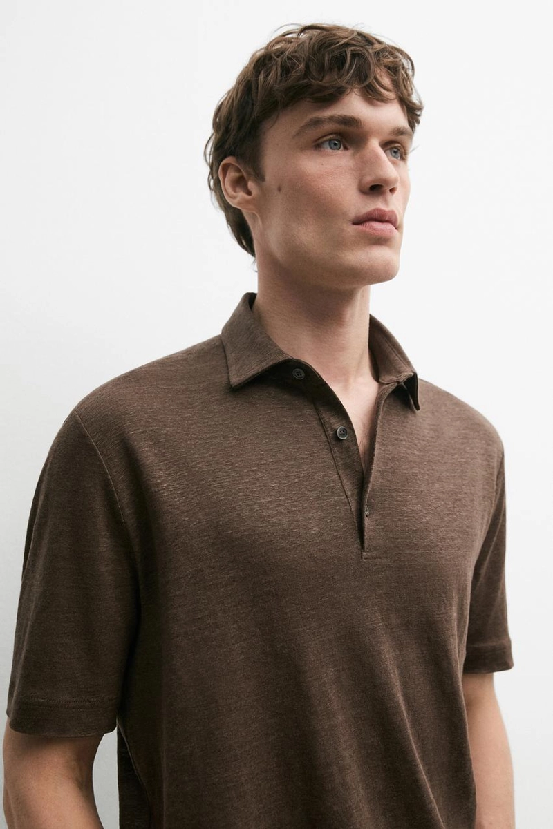 Поло из 100% льна с коротким рукавом