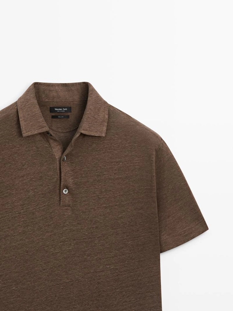 Поло из 100% льна с коротким рукавом