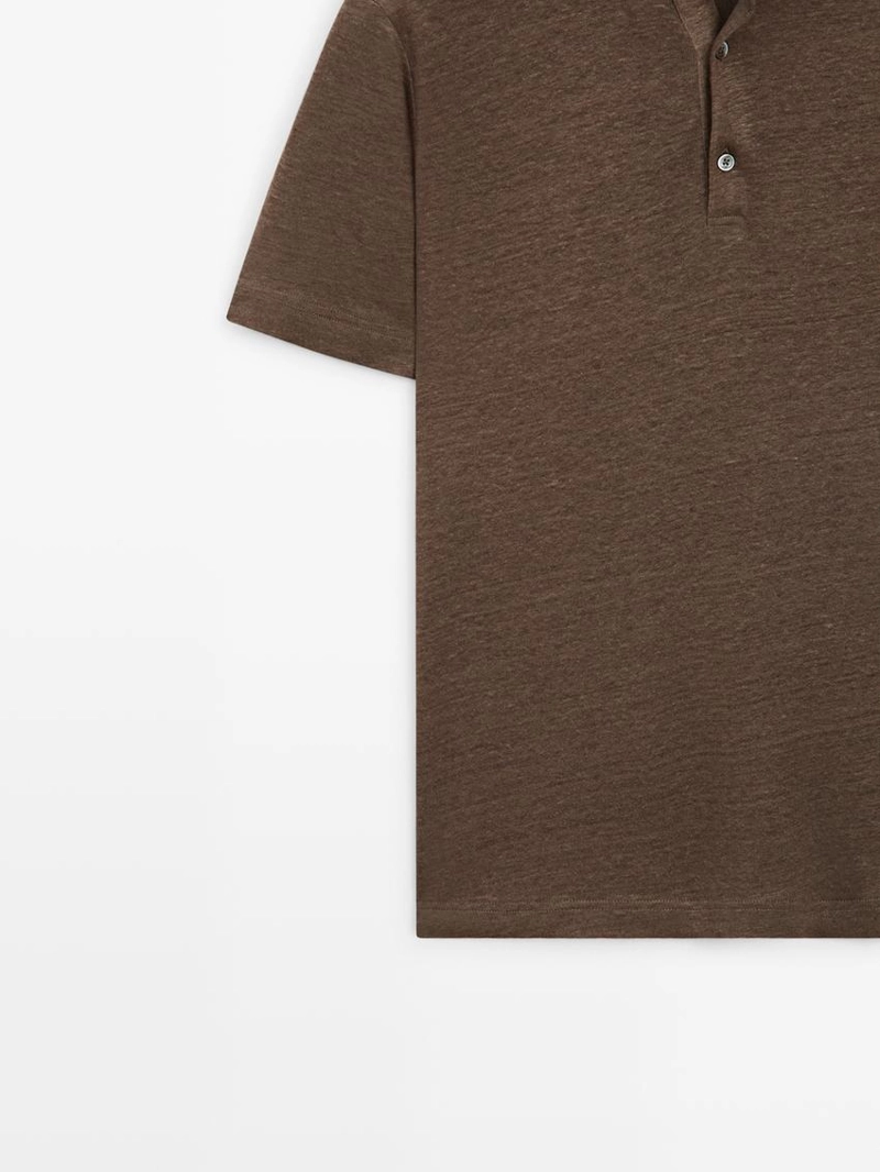 Поло из 100% льна с коротким рукавом