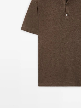 Поло из 100% льна с коротким рукавом- Заказать в России