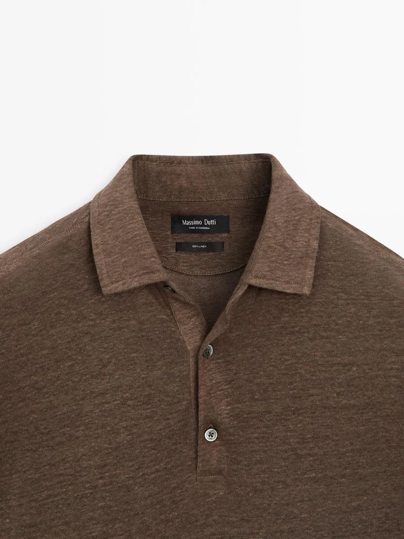 Поло из 100% льна с коротким рукавом