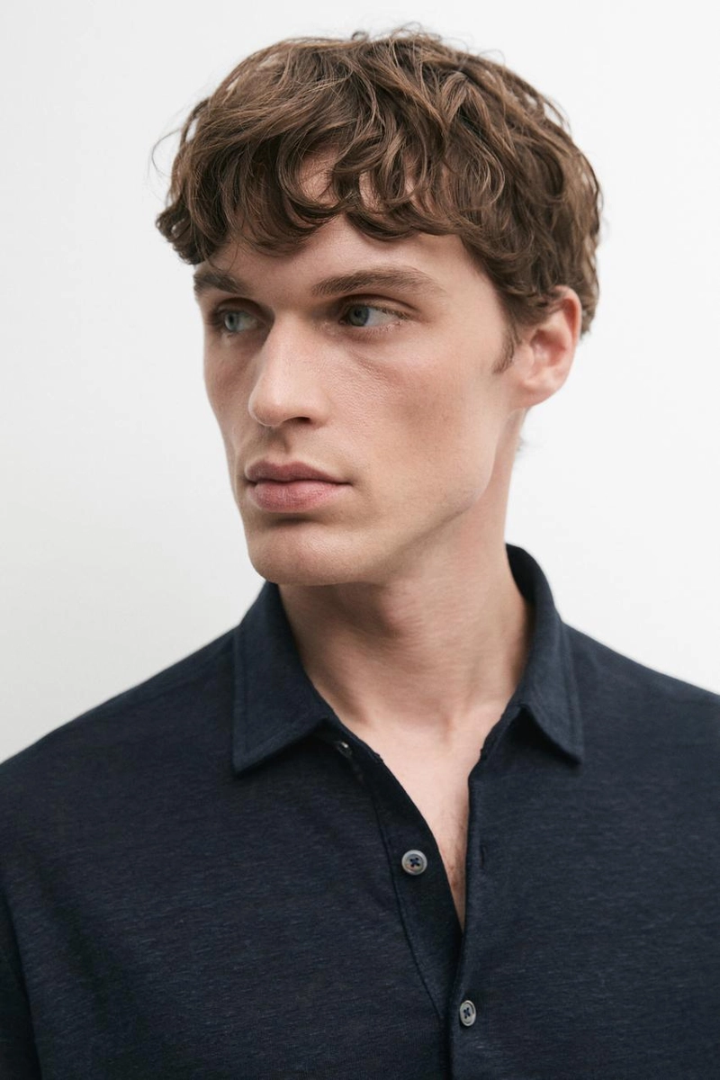 Поло из 100% льна с коротким рукавом