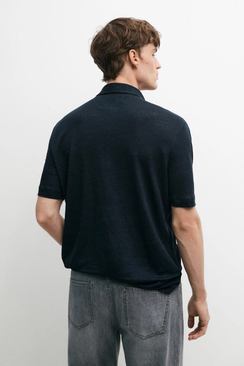 Поло из 100% льна с коротким рукавом