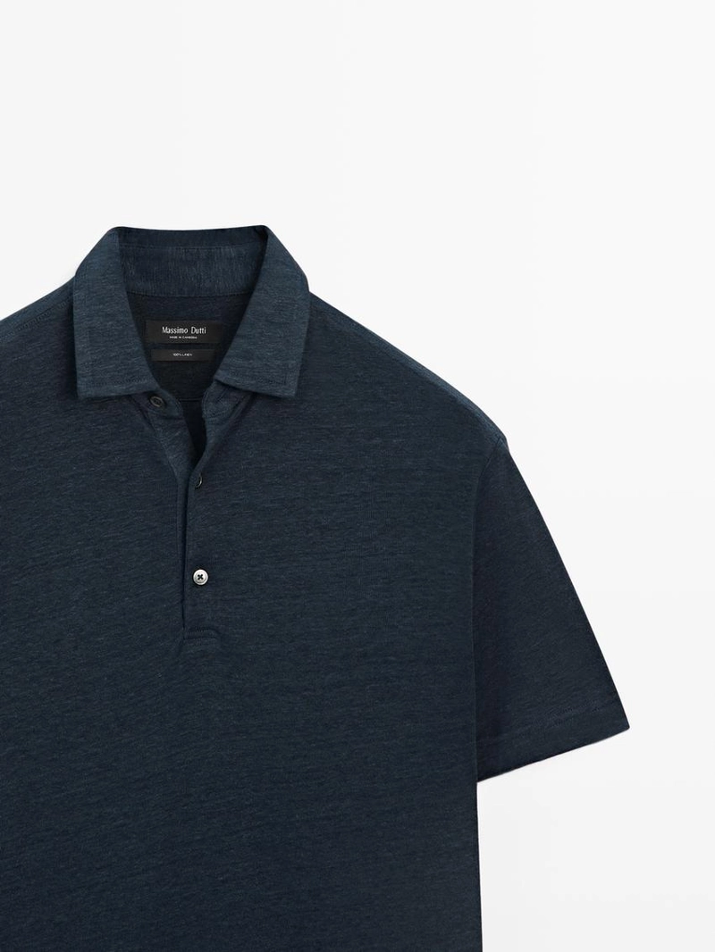 Поло из 100% льна с коротким рукавом