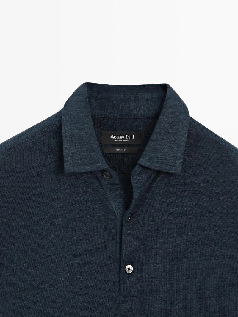 Поло из 100% льна с коротким рукавом