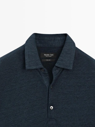 Поло из 100% льна с коротким рукавом- Заказать в России