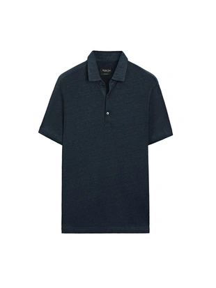 Поло из 100% льна с коротким рукавом- Заказать в России