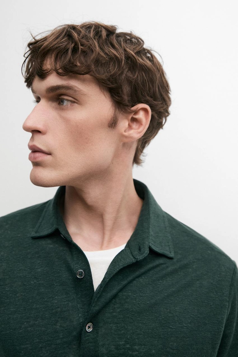 Поло из 100% льна с короткими рукавами