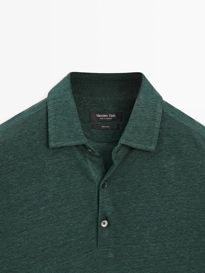 Поло из 100% льна с короткими рукавами