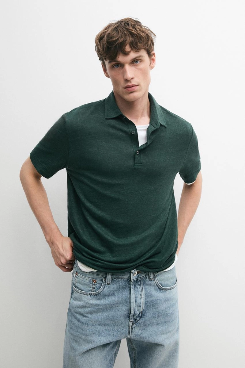 Поло из 100% льна с короткими рукавами