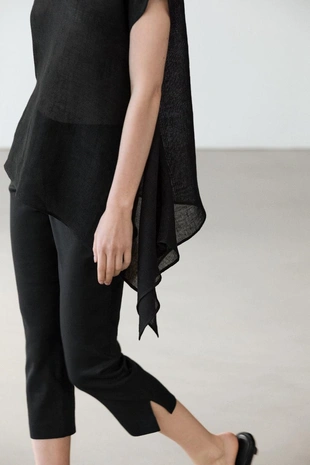 Топ из льна с ассиметричным подолом- Заказать в России