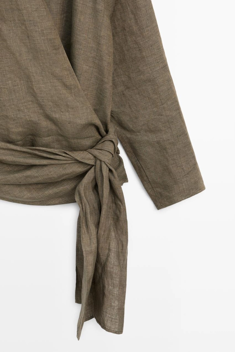 Рубашка из 100% льна с деталями банта