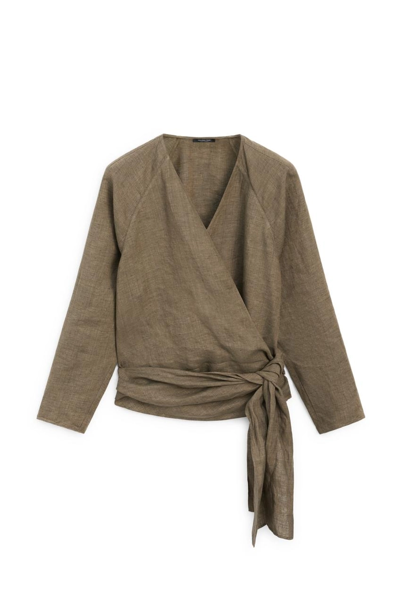 Рубашка из 100% льна с деталями банта