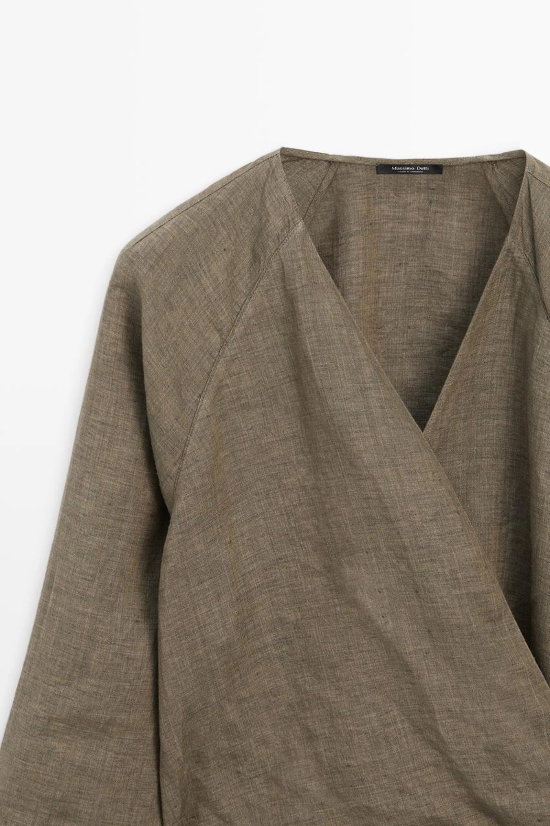 Рубашка из 100% льна с деталями банта