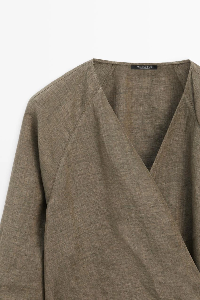 Рубашка из 100% льна с деталями банта