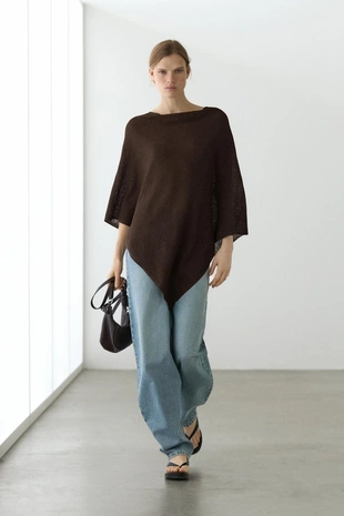 Асимметричная хлопковая накидка- Заказать в России