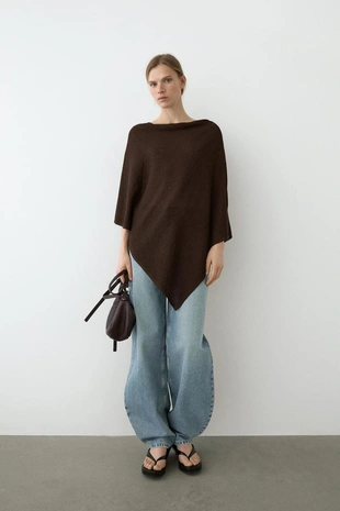 Асимметричная хлопковая накидка- Заказать в России