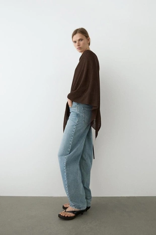 Асимметричная хлопковая накидка- Заказать в России